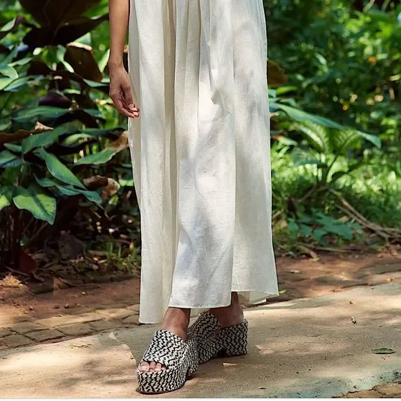 Zara Yute Mia Platform Slide Sandals Black and Beige New - Picture 2 of 13